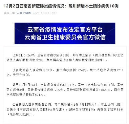 云南新增本土确诊10例(云南新增本土确诊病例9例6) 云南新增本土确诊10例(云南新增本土确诊病例9例6)
