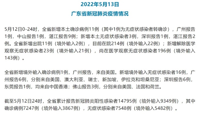 【广东新增本土确诊病例11例/广东新增本土确诊5例具体情况】