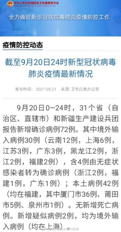 【31省区市新增本土确诊43例在福建/福建省新增本土确诊病例】