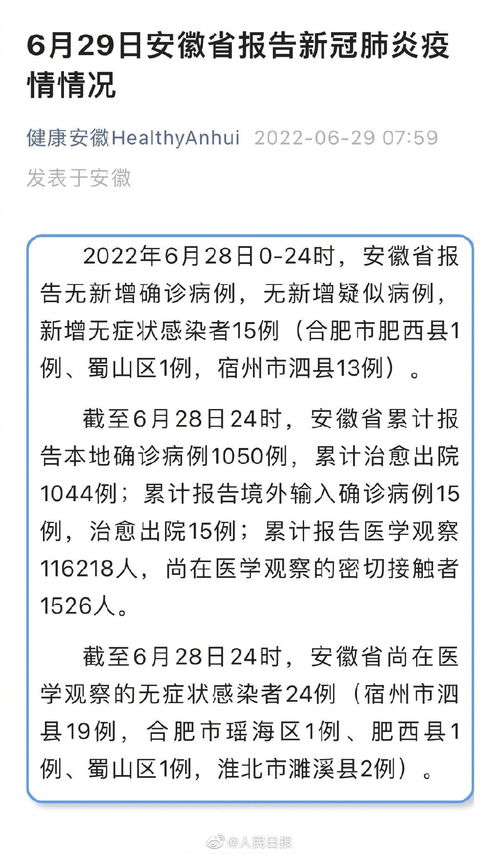 【安徽新增本土无症状15例,安徽新增无症状感染者病例】 【安徽新增本土无症状15例,安徽新增无症状感染者病例】