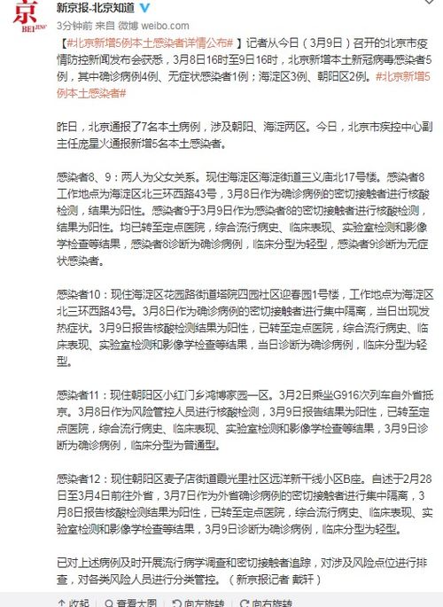 北京新增5例本土感染者/北京新增确诊5例 北京新增5例本土感染者/北京新增确诊5例