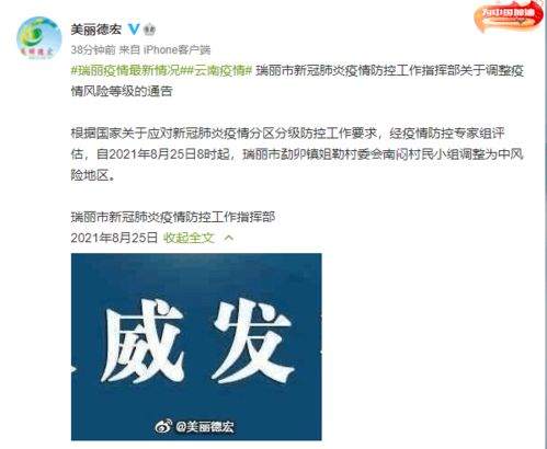 【瑞丽5地调为中风险/瑞丽5地调整为中风险地】