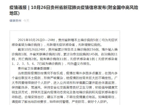 【贵州新增本土确诊病例5例/贵州新增本土确诊病例5例活动轨迹】 【贵州新增本土确诊病例5例/贵州新增本土确诊病例5例活动轨迹】