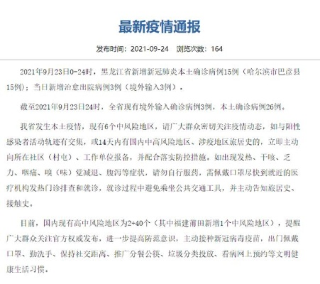 黑龙江新增15例本土确诊/黑龙江新增本土确诊病例5例行程